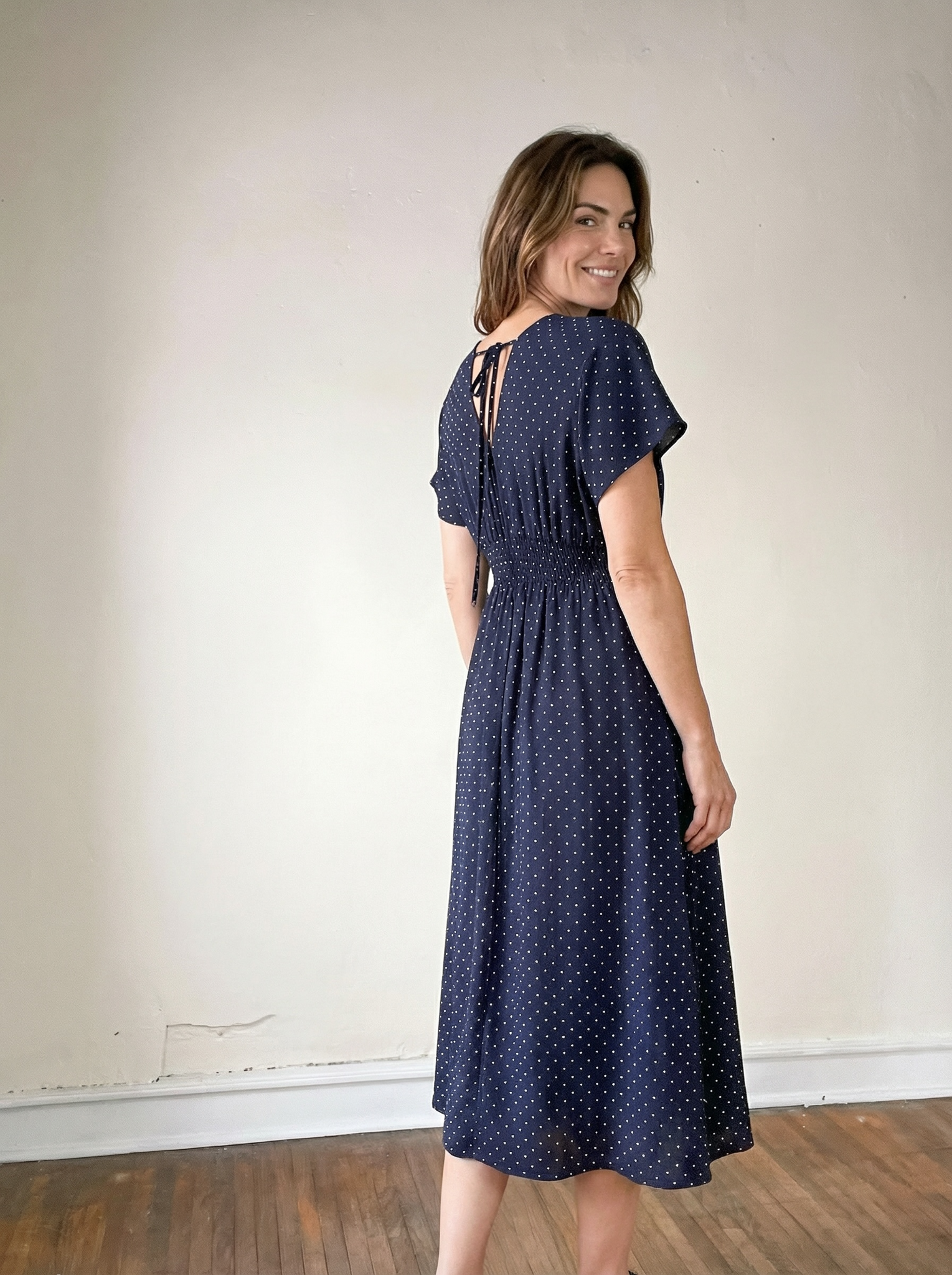 navy polka dot maxi dress Navy Polka Dot V Neck Maxi Dress – Modish