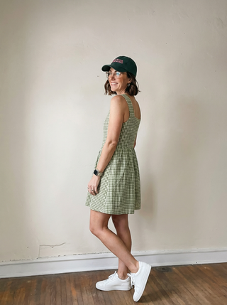 Green Gingham Corset Mini Dress