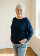 Load image into Gallery viewer, Navy Blue Fine Texture Boatneck Sweater
