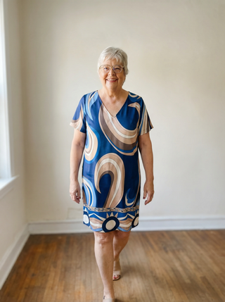 Athena Satin Border Print Dress