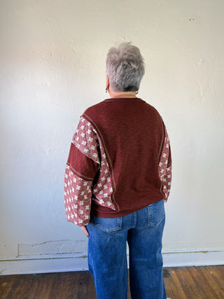 Fireside Floral Mixed Media Pullover