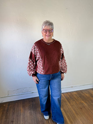 Fireside Floral Mixed Media Pullover