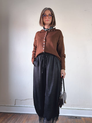 Classic Button-Up Knit Cardigan | Brown