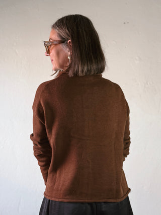 Classic Button-Up Knit Cardigan | Brown