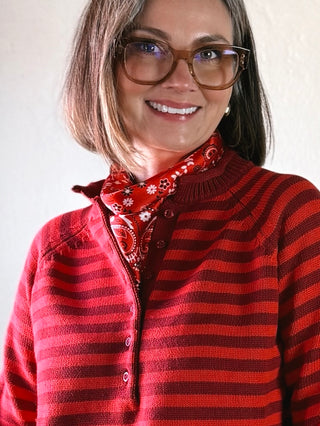 Ayana Striped Henley Button Sweater