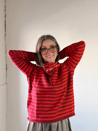 Ayana Striped Henley Button Sweater