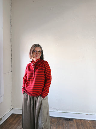Ayana Striped Henley Button Sweater