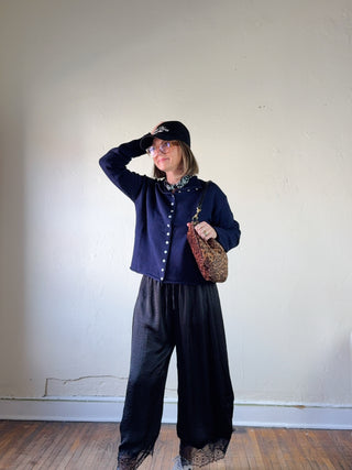 Classic Button-Up Knit Cardigan | Navy
