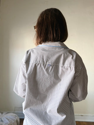 Plaid Woven Pajama Set | Baby Blue/Cream