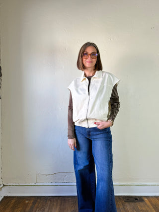 Ivory Western Zip Front Vest