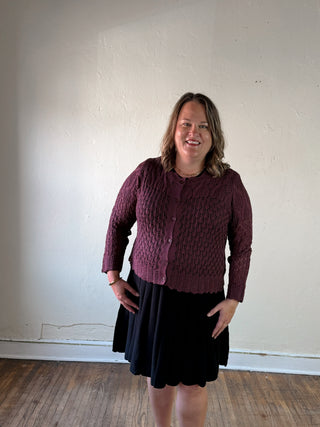 SHE + SKY extended size sleeveless flare sweater dress in a soft knit fabric