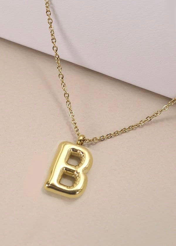 18K Stainless Steel Bubble Initial Necklace