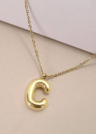 18K Stainless Steel Bubble Initial Necklace