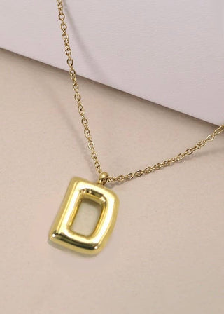 18K Stainless Steel Bubble Initial Necklace