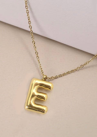 18K Stainless Steel Bubble Initial Necklace
