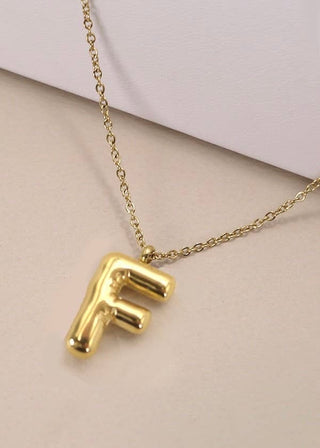 18K Stainless Steel Bubble Initial Necklace