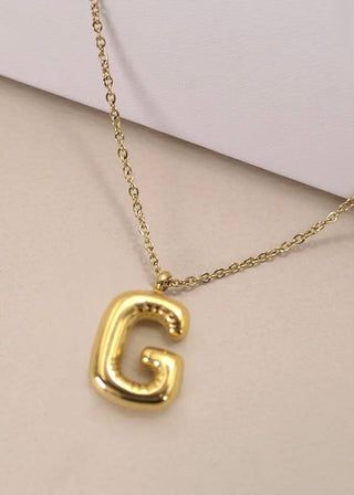 18K Stainless Steel Bubble Initial Necklace