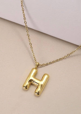 18K Stainless Steel Bubble Initial Necklace