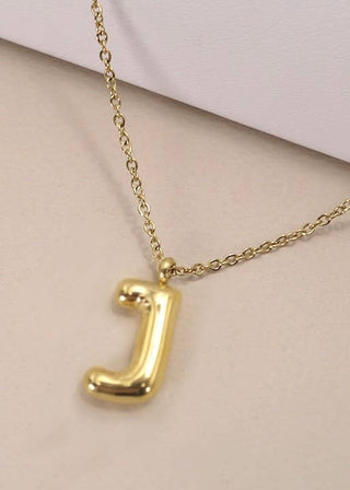 18K Stainless Steel Bubble Initial Necklace