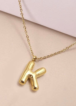 18K Stainless Steel Bubble Initial Necklace