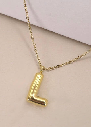 18K Stainless Steel Bubble Initial Necklace
