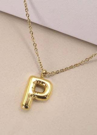 18K Stainless Steel Bubble Initial Necklace