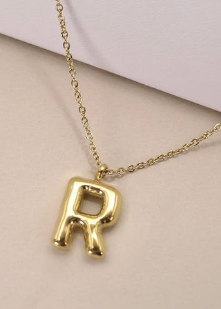 18K Stainless Steel Bubble Initial Necklace