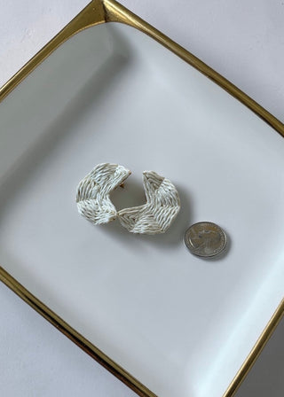 Ivory Raffia Crescent Statement Earrings