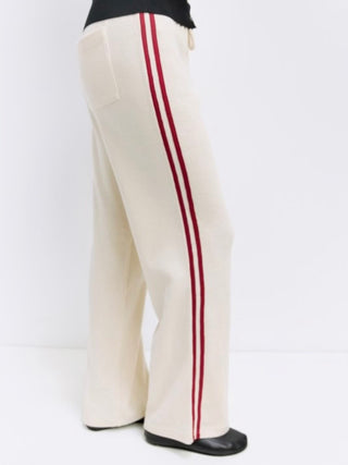 Ivory Side Stripe Wide Leg Pants