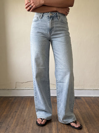Just Black Denim Stretchy Wide Leg Jeans | Light Wash