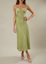 Load image into Gallery viewer, Lace Trim Polka Dot Satin Slip Maxi Dress
