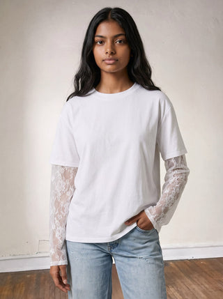 Lace &amp; Layer Essential Tee | White 