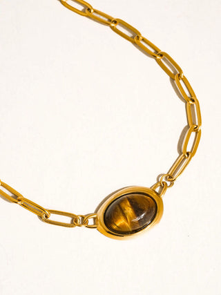 Marble Almond Pendant Chain Necklace