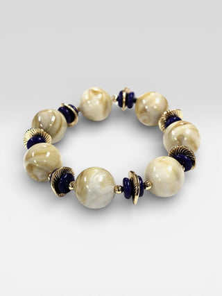 Marbled Resin and Navy Bead Bracelet