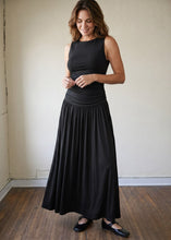 Load image into Gallery viewer, Midnight Flow Ruched Maxi Dress
