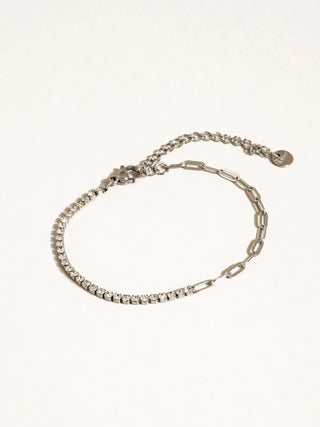 Mixed Chain Crystal Bracelet in Silver