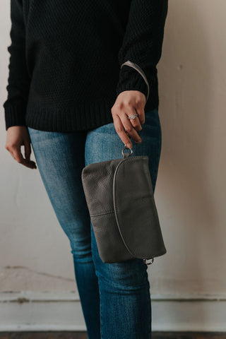 Leather Convertible Crossbody Clutch