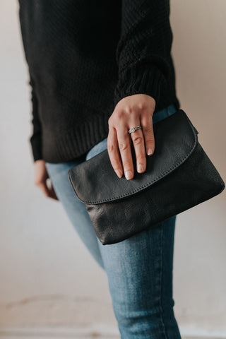 Leather Convertible Crossbody Clutch