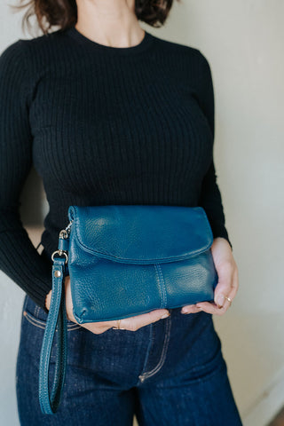 Leather Convertible Crossbody Clutch