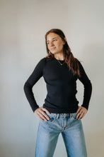 Load image into Gallery viewer, Arlo Ribbed Long Sleeve | Black

