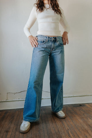 Just USA Medium Wash Mid Rise Baggy Jean