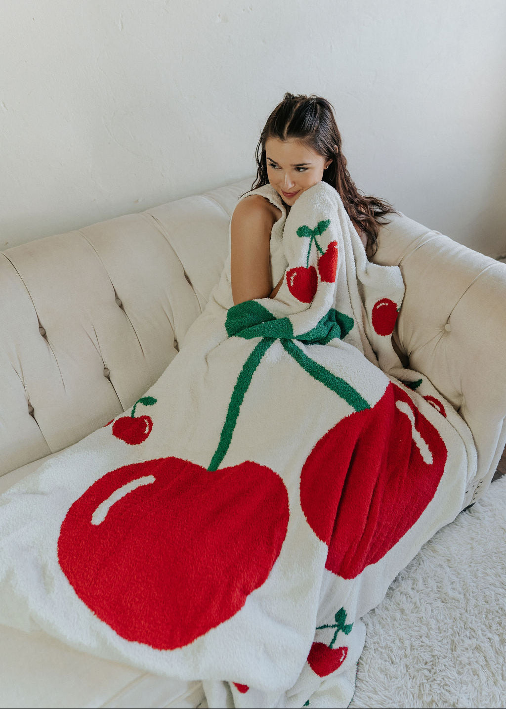 Cherry Pattern Luxury Soft Throw Blanket