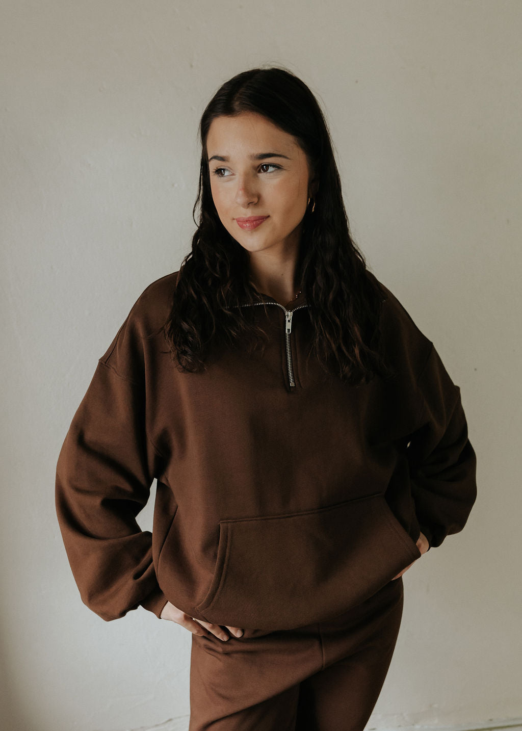 Saturday 1/4 Zip Sweatshirt | Chocolate