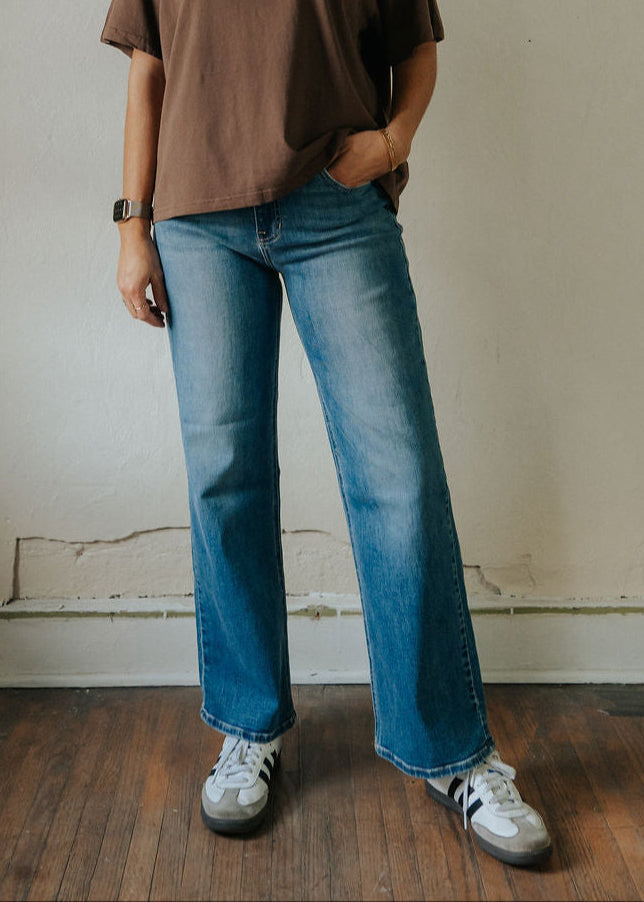 Just Black Denim Mid Rise Slim Wide Leg