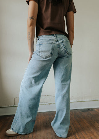 Just Black Denim Stretchy Wide Leg Jeans | Medium Wash