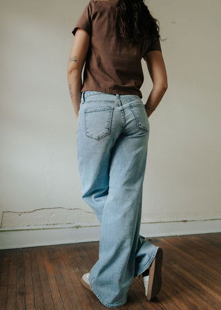 Just Black Denim Stretchy Wide Leg Jeans | Medium Wash