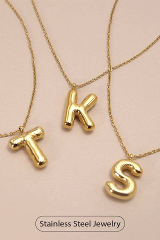 18K Stainless Steel Bubble Initial Necklace