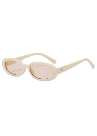 Cream Retro Slim Oval Sunglasses