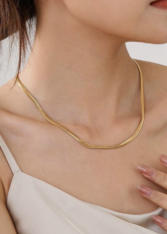 18K Stainless Steel Herringbone  Necklace