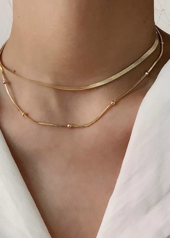 Stainless Steel Multi-layer Herringbone Necklace